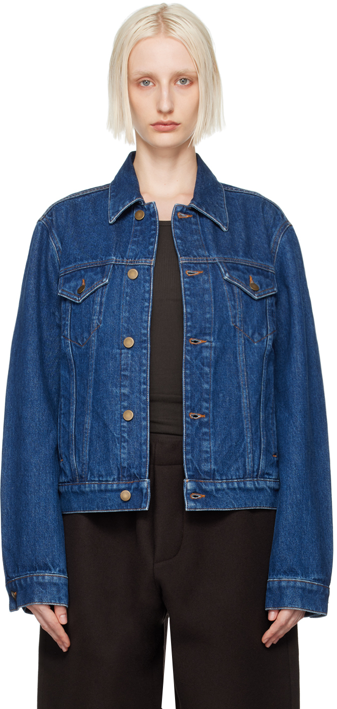 Shop Meta Campania Collective Blue Lilo Trucker Denim Jacket In Blue Denim