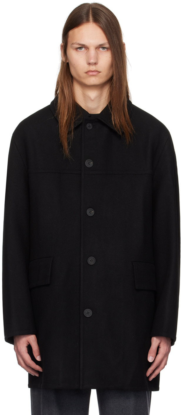 Shop Solid Homme Black Single-breasted Coat In 107b Black