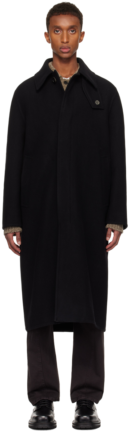 Black Wool Melton Coat