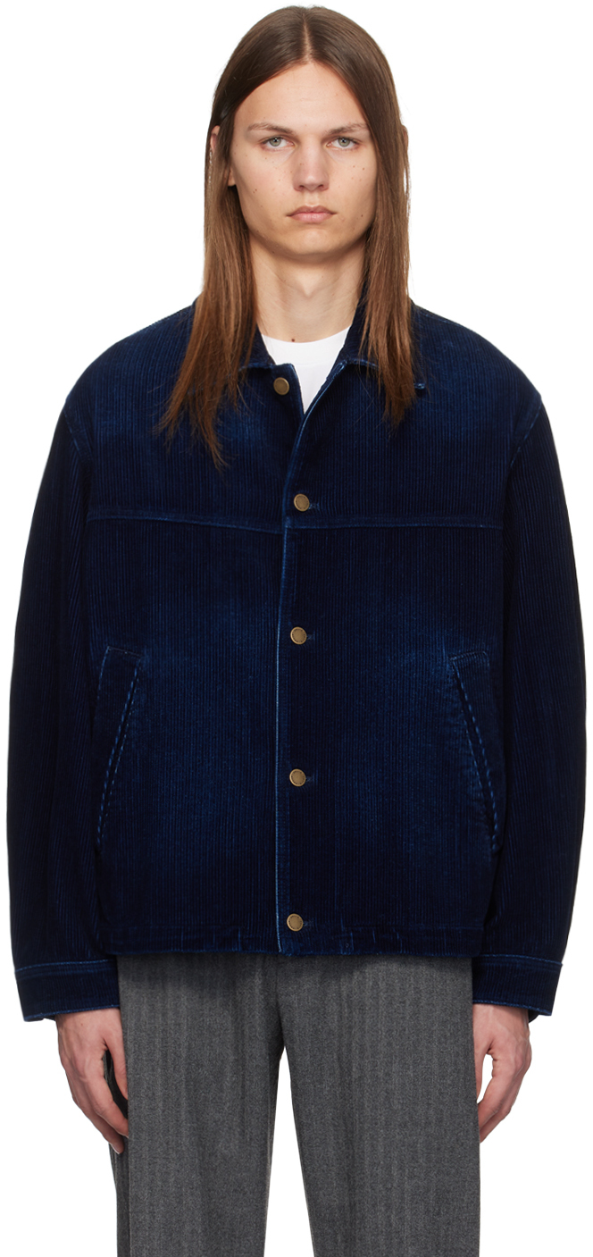 SOLID HOMME NAVY SPREAD COLLAR OVERSHIRT 