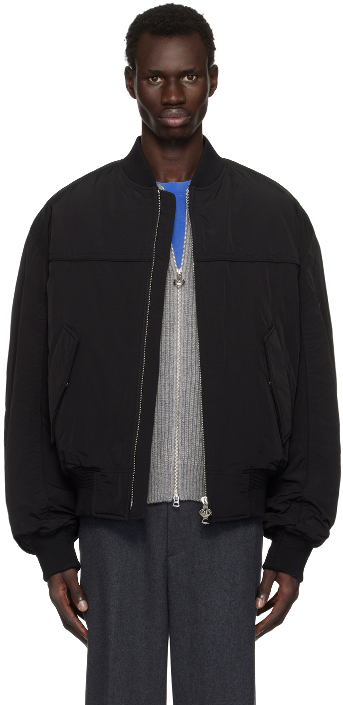 Shop Solid Homme Black Biker Bomber Jacket In 408b Black