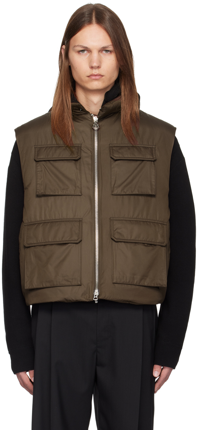 Brown Stand Collar Down Vest