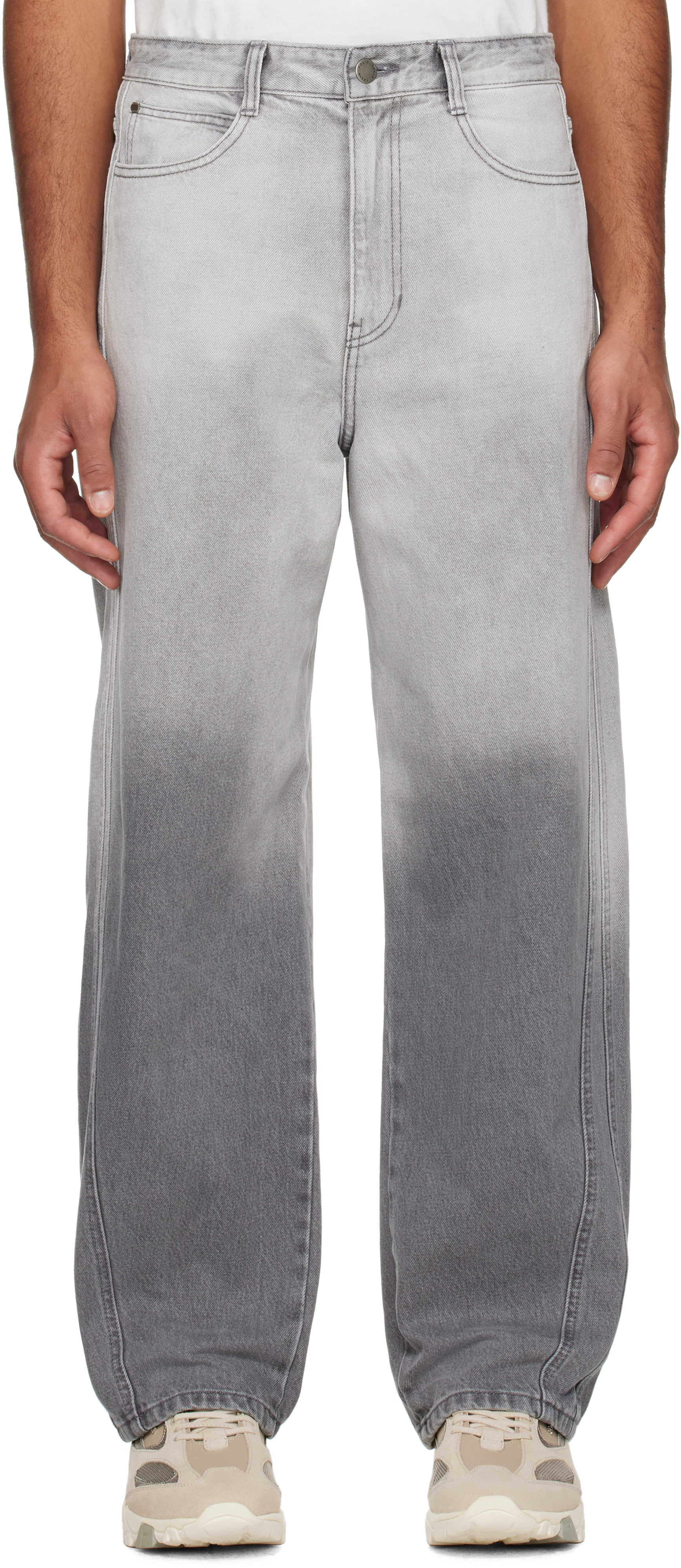 Solid Homme Gray Faded Jeans In 842g Grey