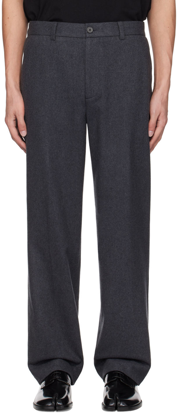 Shop Solid Homme Gray Pleat Trousers In 827g Charcoal