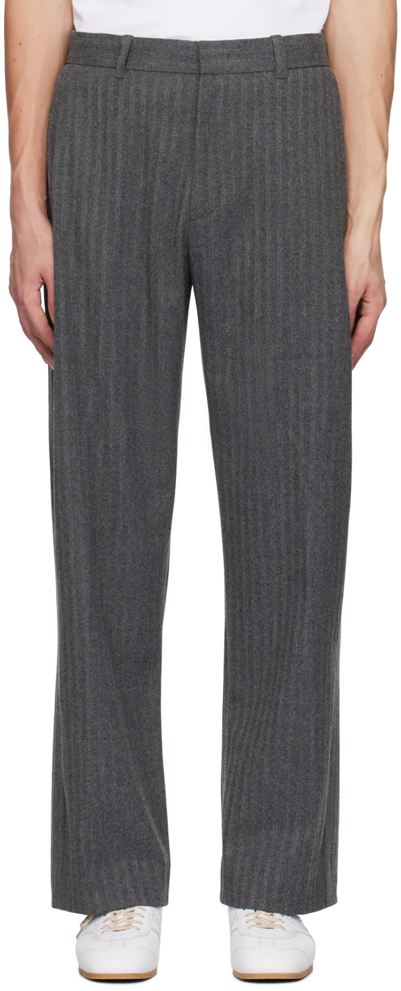 Shop Solid Homme Gray Pleated Trousers In 804g Grey