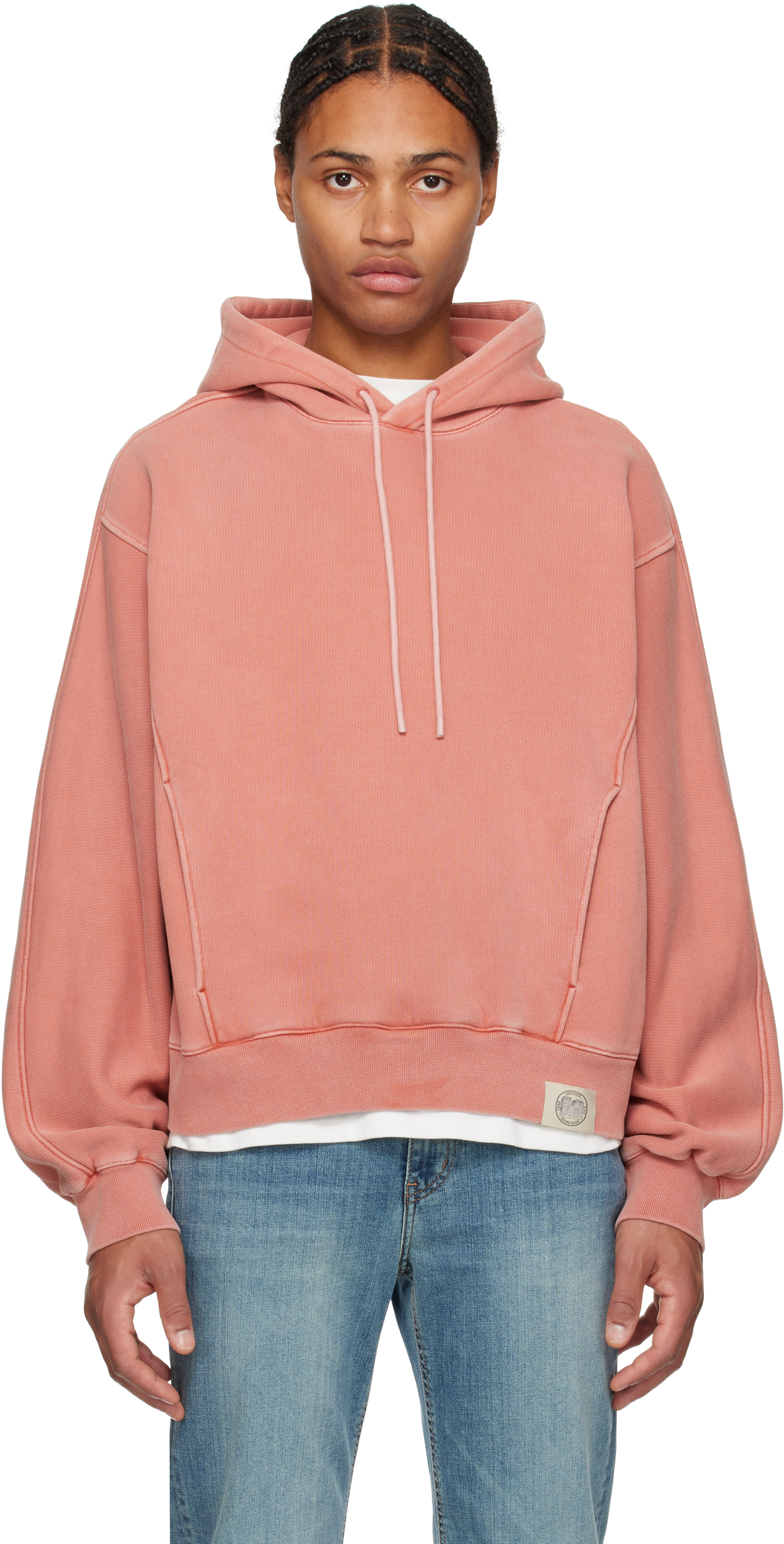 Pink Solid Dyeing Hoodie