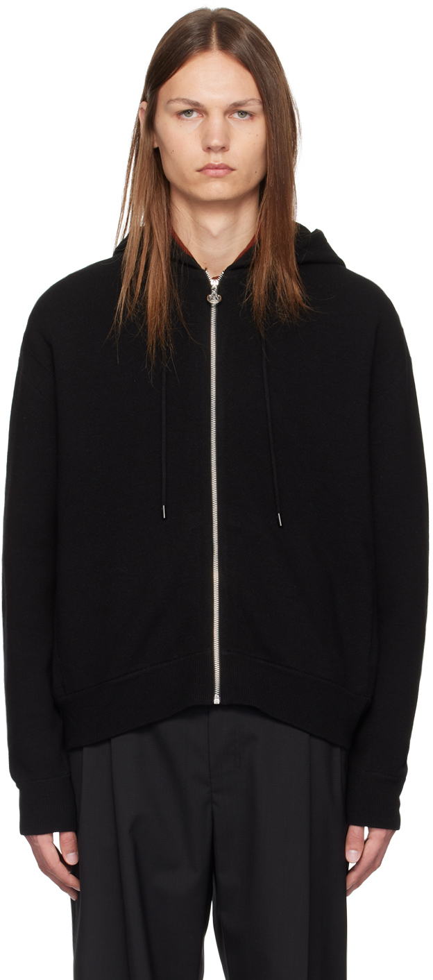 Black Knit Zip Hoodie