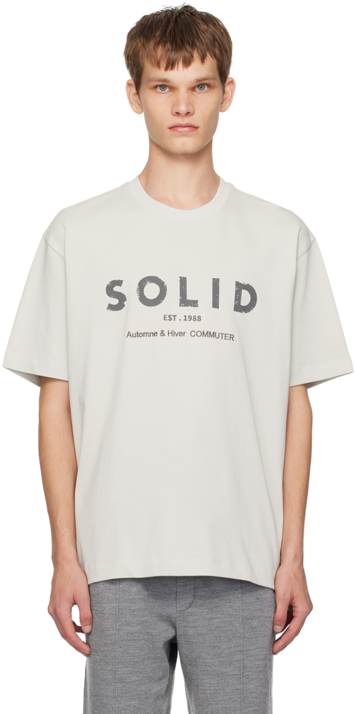 Gray 'Solid' Logo T-shirt