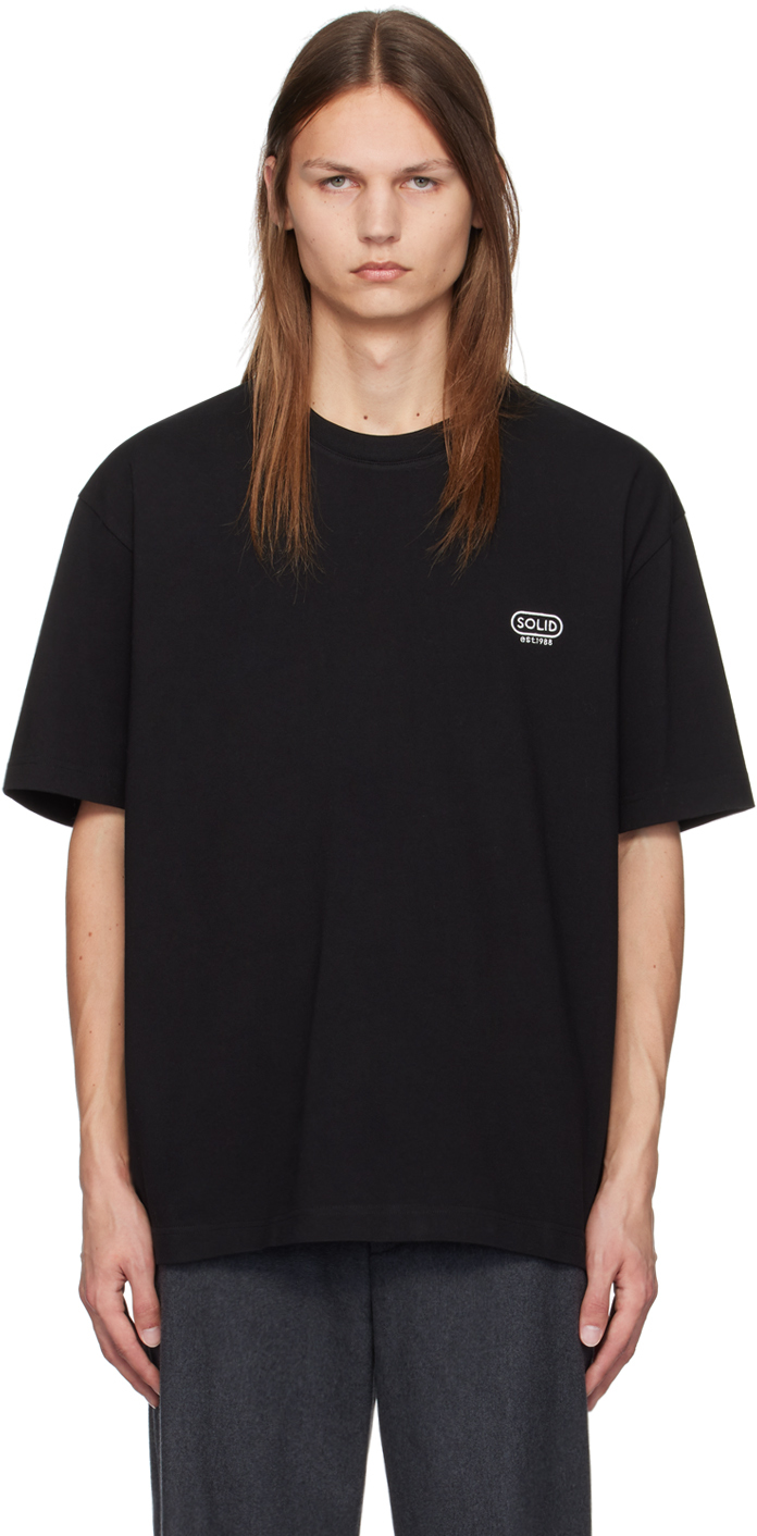 SOLID HOMME BLACK ROUND LOGO T-SHIRT 