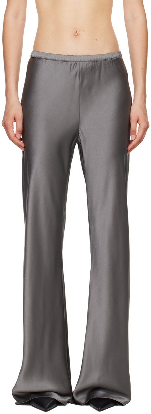 Shop Silk Laundry Gray Bias-cut Lounge Pants In Grey Pearl