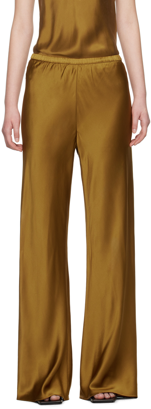 Tan Bias-Cut Lounge Pants