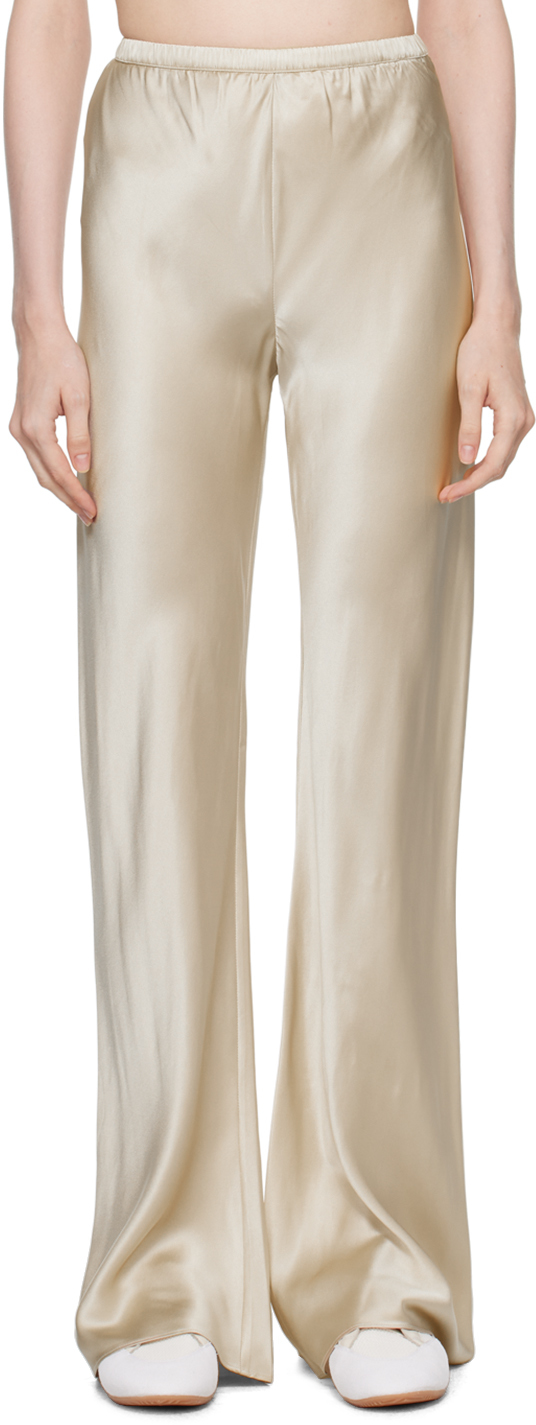 Shop Silk Laundry Biege Bias-cut Lounge Pants In Hazelnut