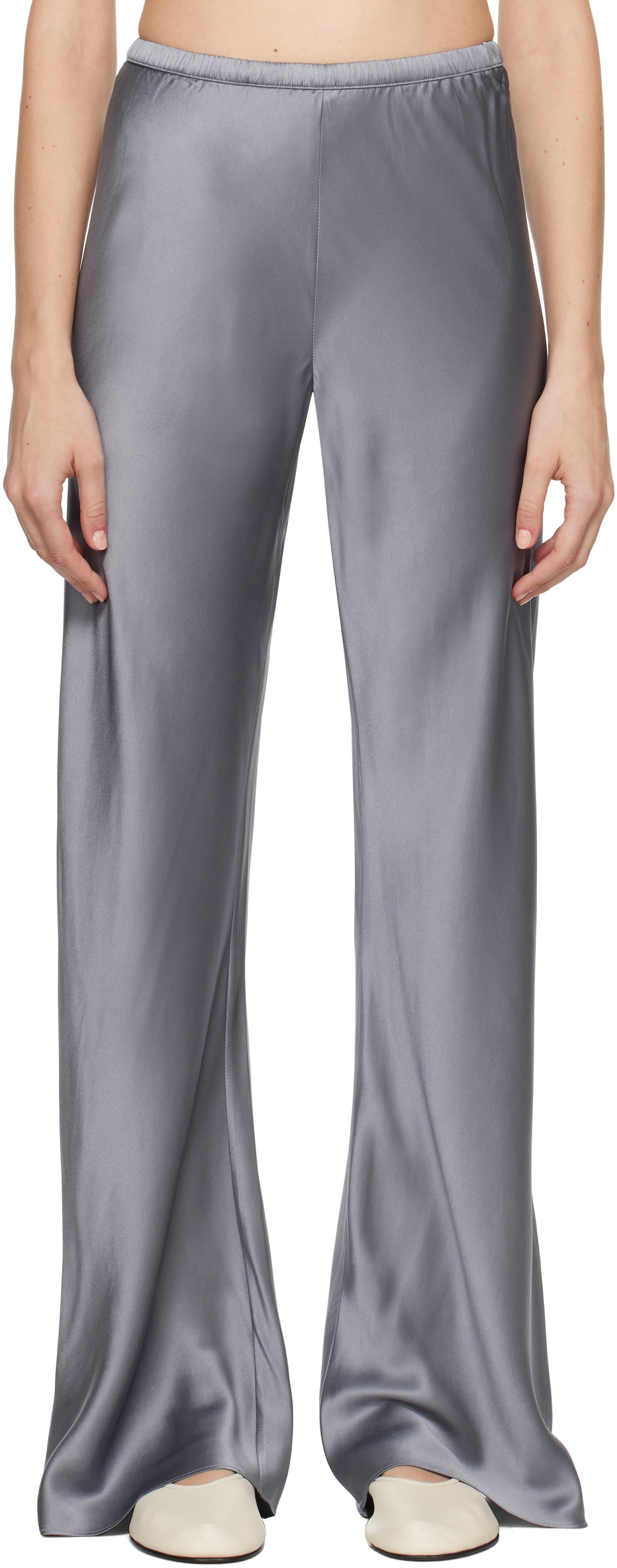 Shop Silk Laundry Gray Bias Cut Lounge Pants In Storm