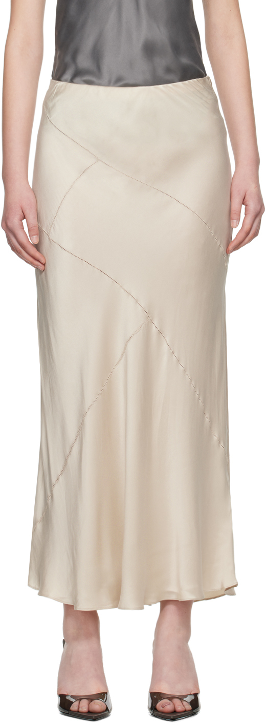 【関税込み】Silk Laundry オフホワイト Splice マキシスカート silk-laundry-off-white-splice-