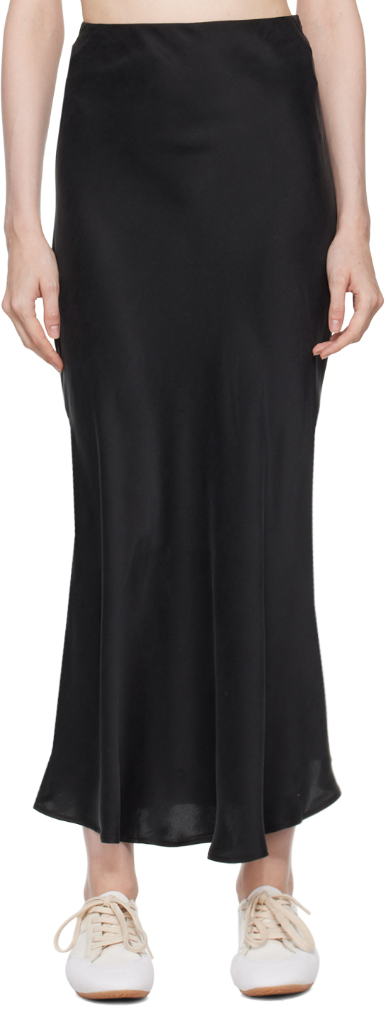 Black Bias-Cut Maxi Skirt