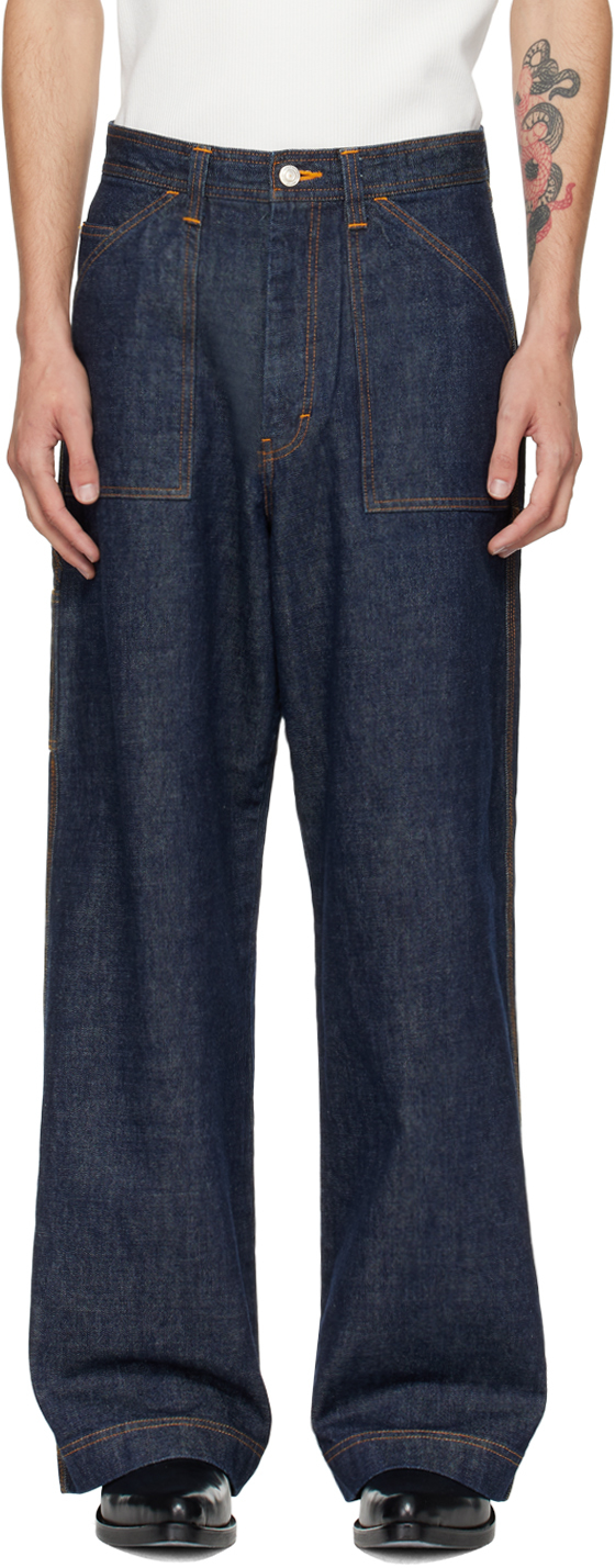 Shop Rice Nine Ten Blue Heart Icon Painter Jeans In Indigo