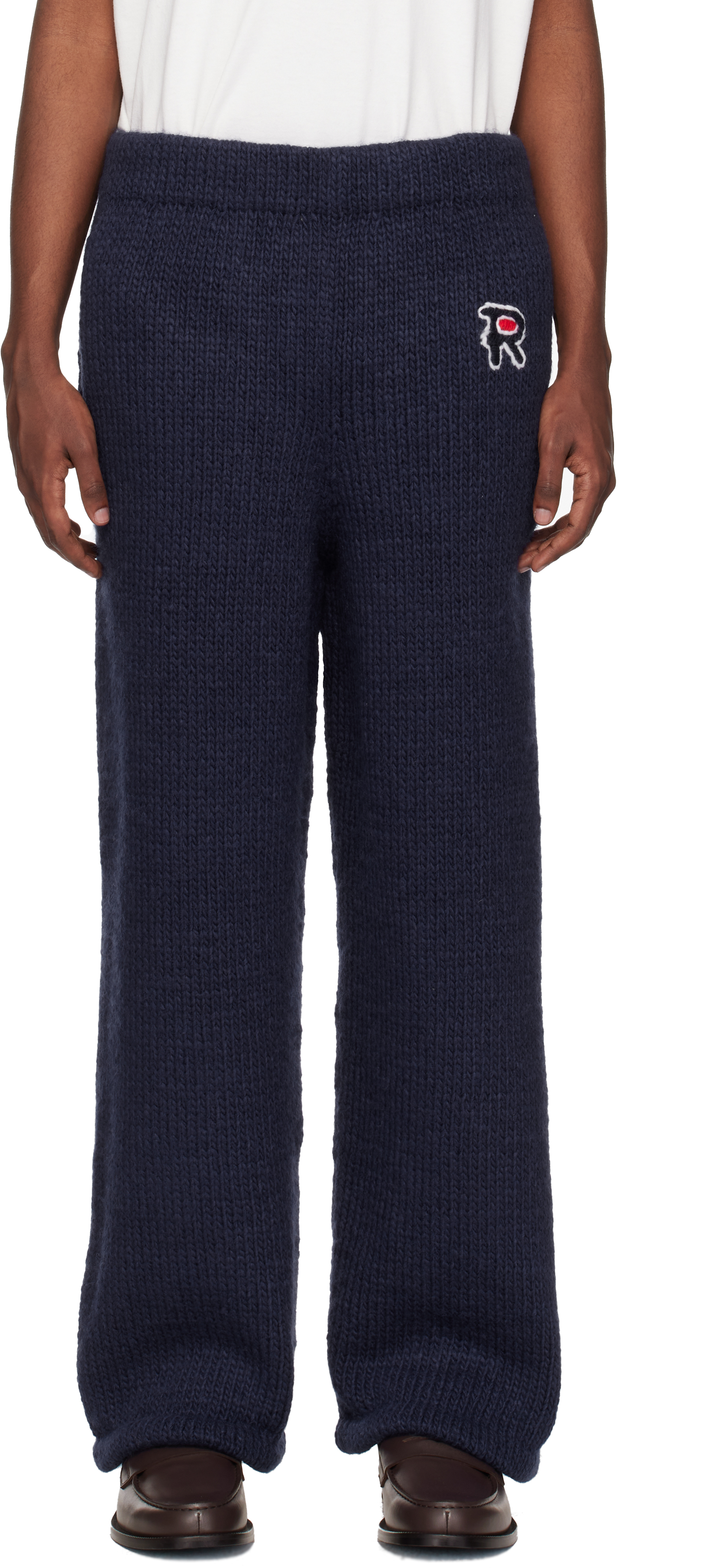 Navy Hand Knitted Jersey Sweatpants