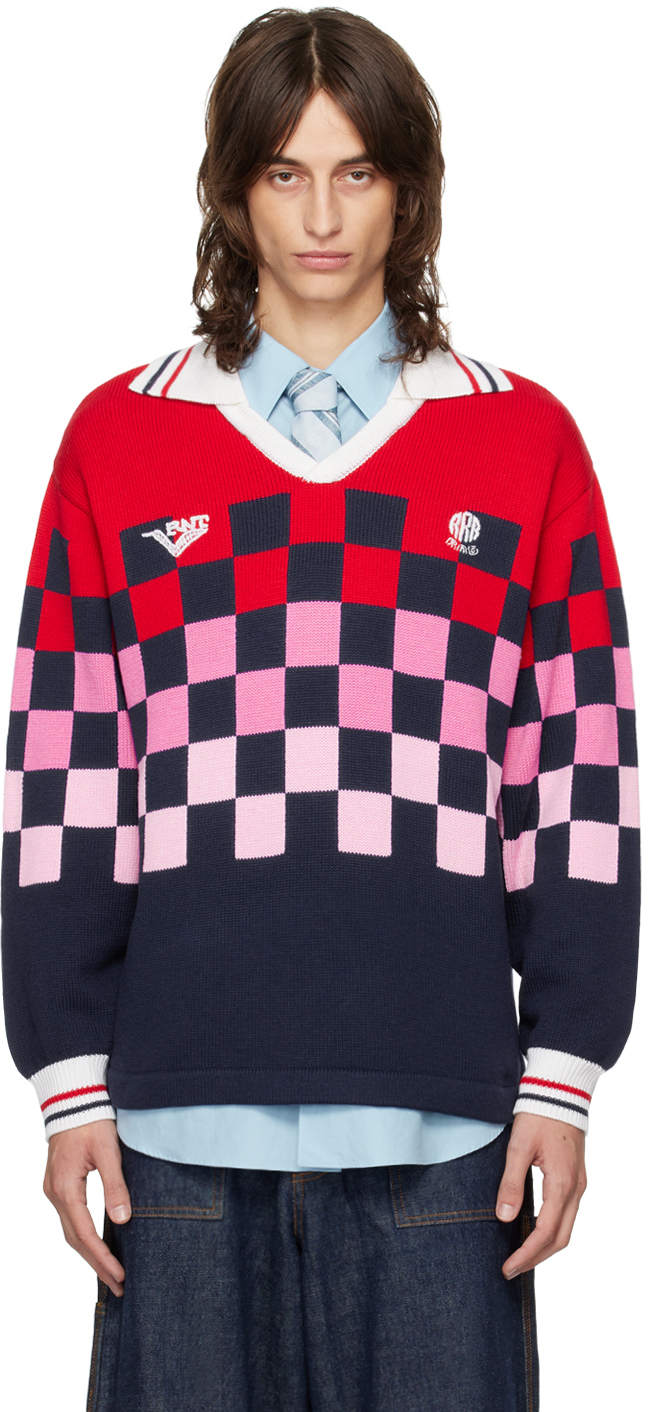 Multicolor Checkrd Soccer Jersey Sweater