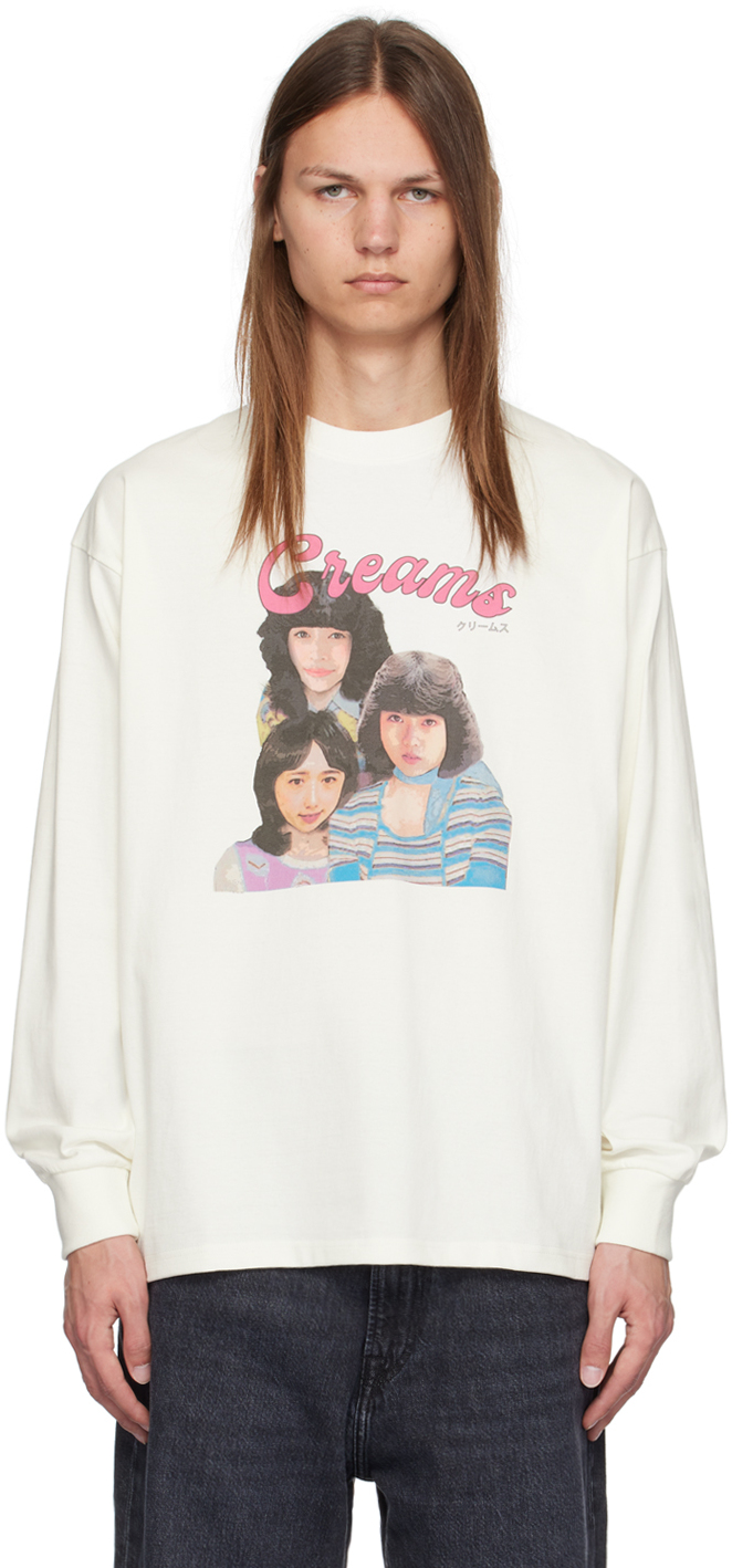 Shop Rice Nine Ten Off-white Girls Pop Idol Long Sleeve T-shirt