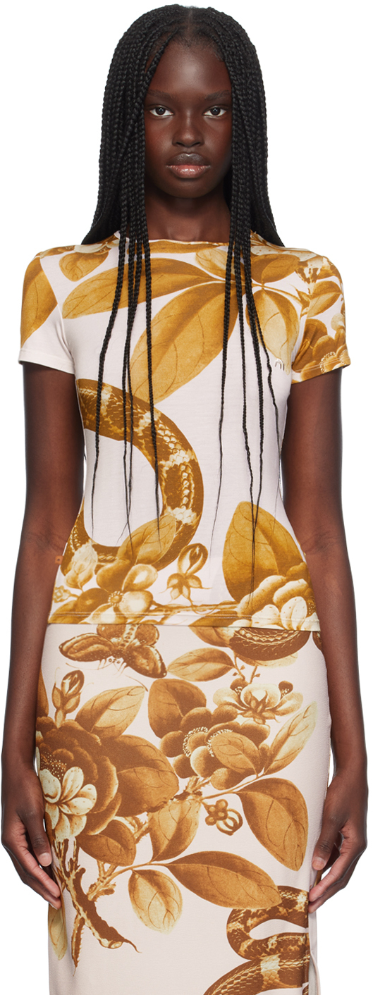 Shop Miaou Yellow & White Mini T-shirt In Eden Print