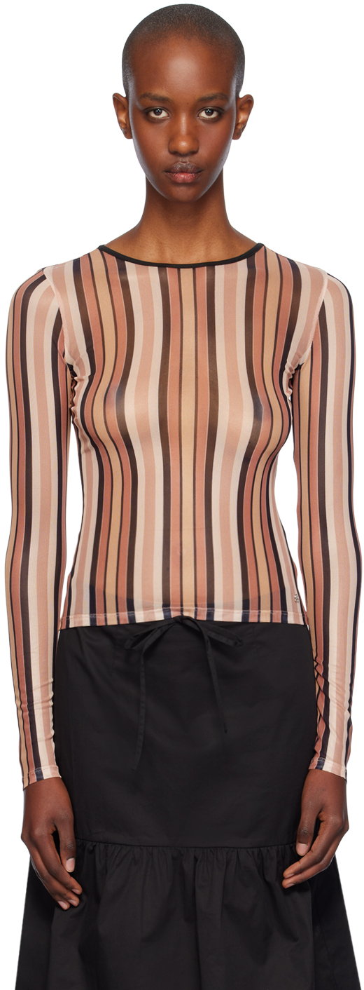 Shop Miaou Multicolor Striped T-shirt In Salmon Stripe