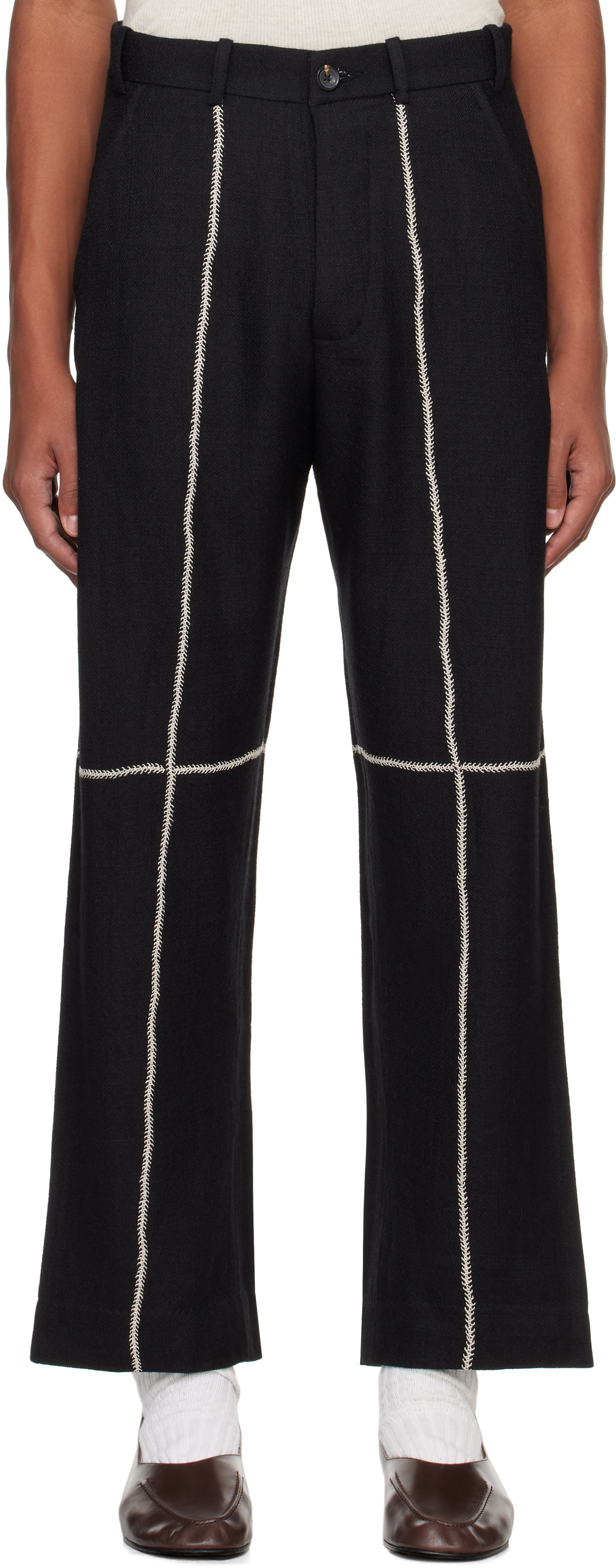 Black Rabari Stitch Trousers