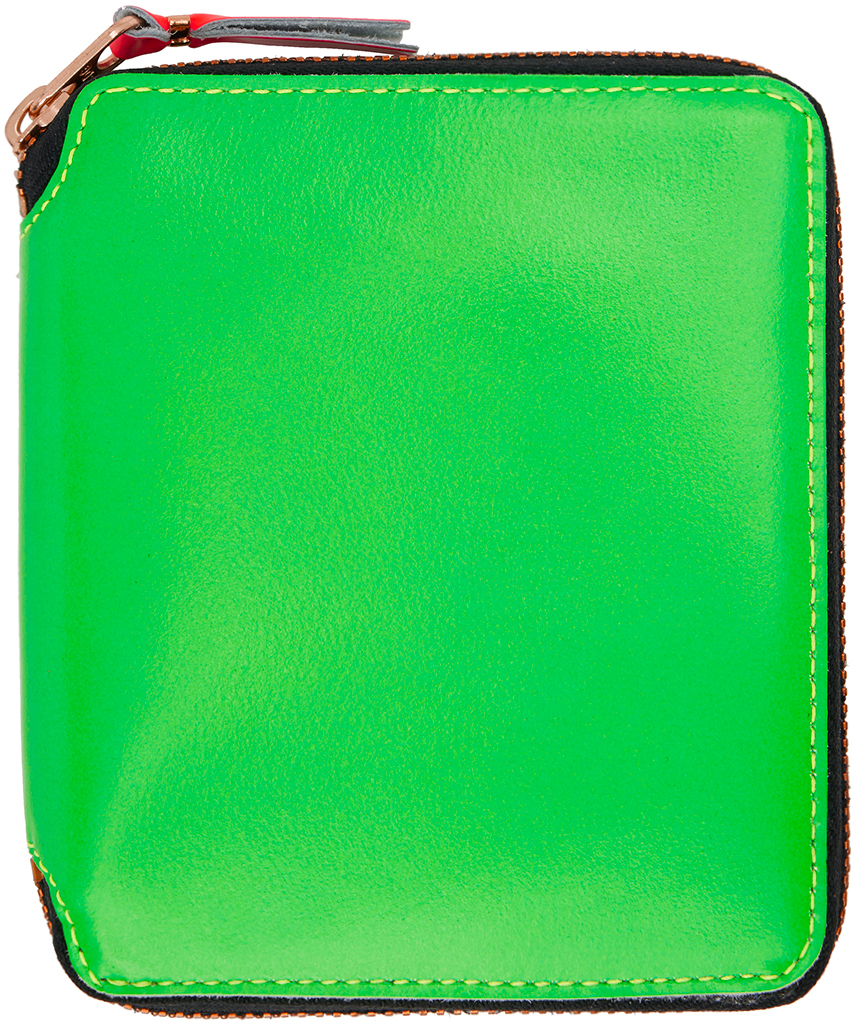 Shop Comme Des Garçons Green Super Fluo Wallet