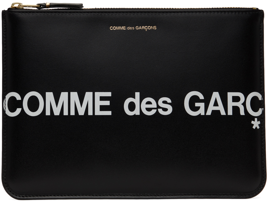 Shop Comme Des Garçons ブラック ラージ Huge Logo ポーチ In Black