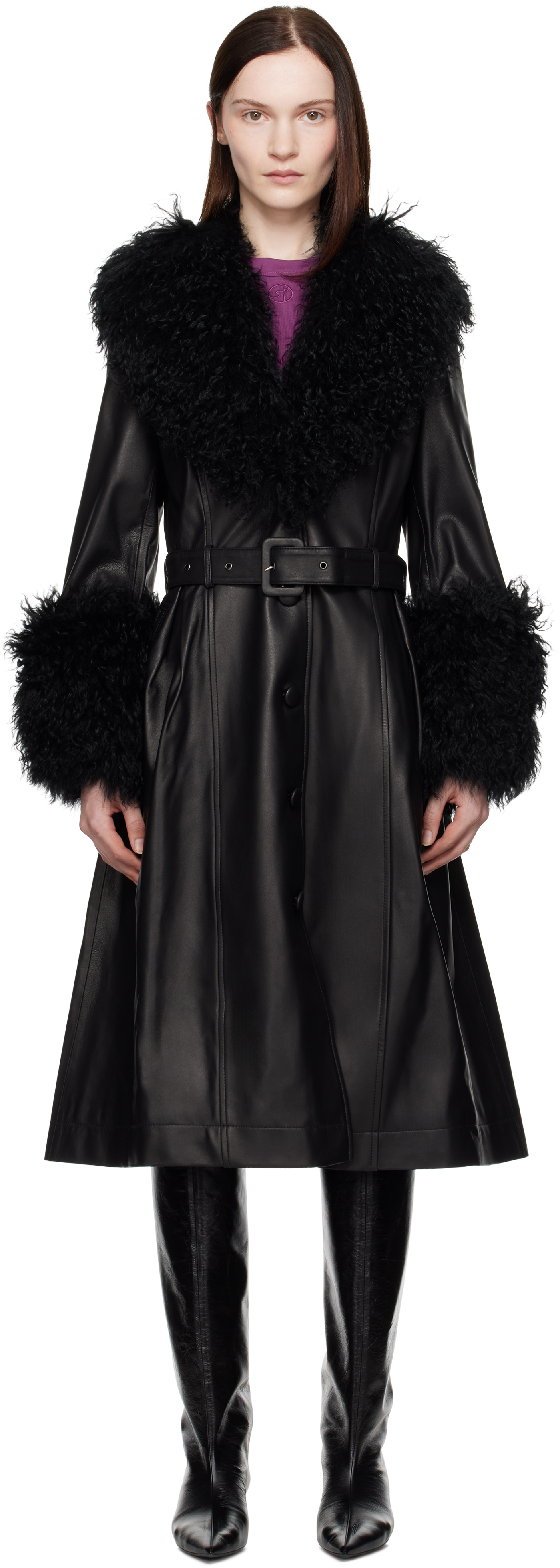 Black Foxy Shearling Coat