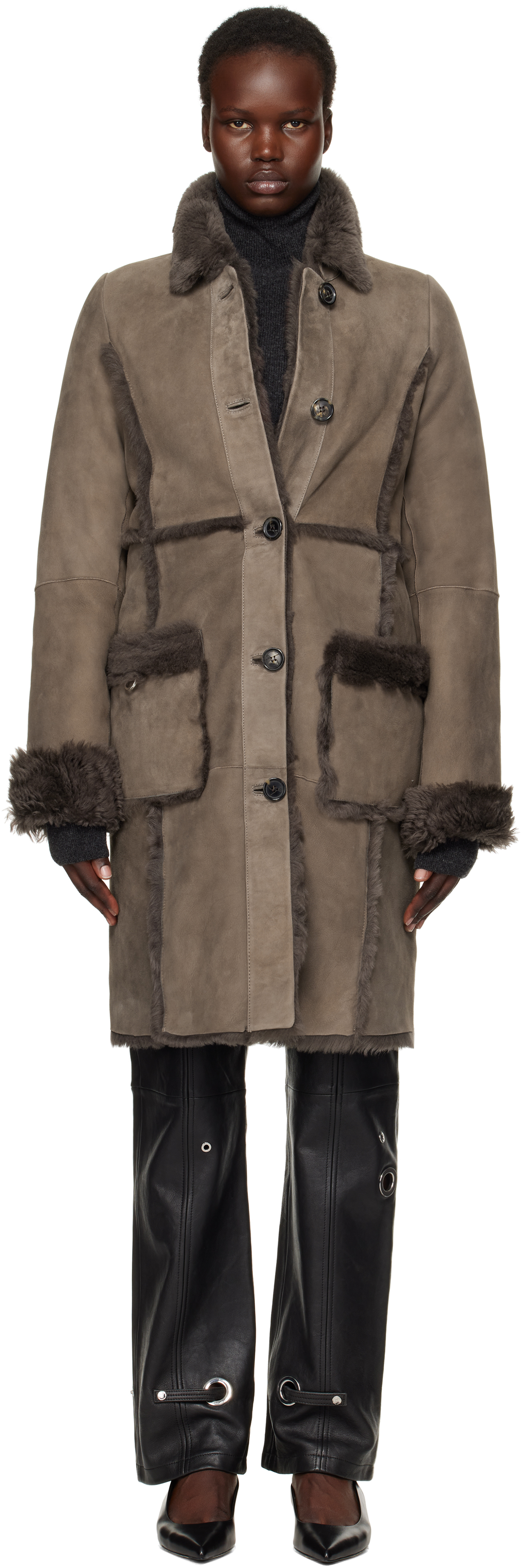 Taupe Emma Shearling Coat