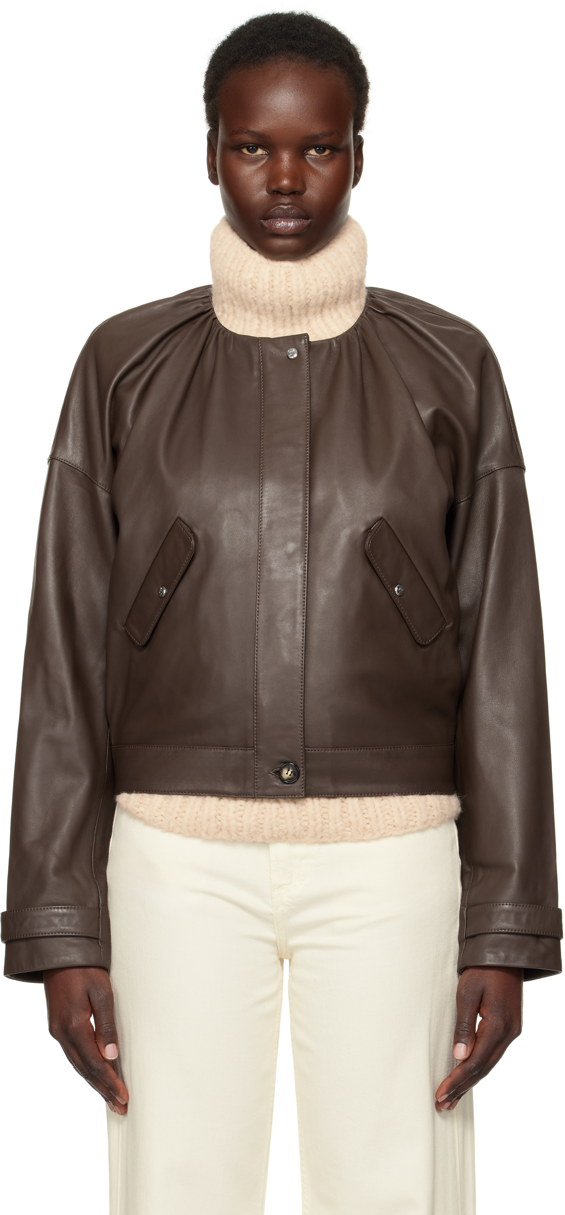 Brown Margreta Leather Jacket