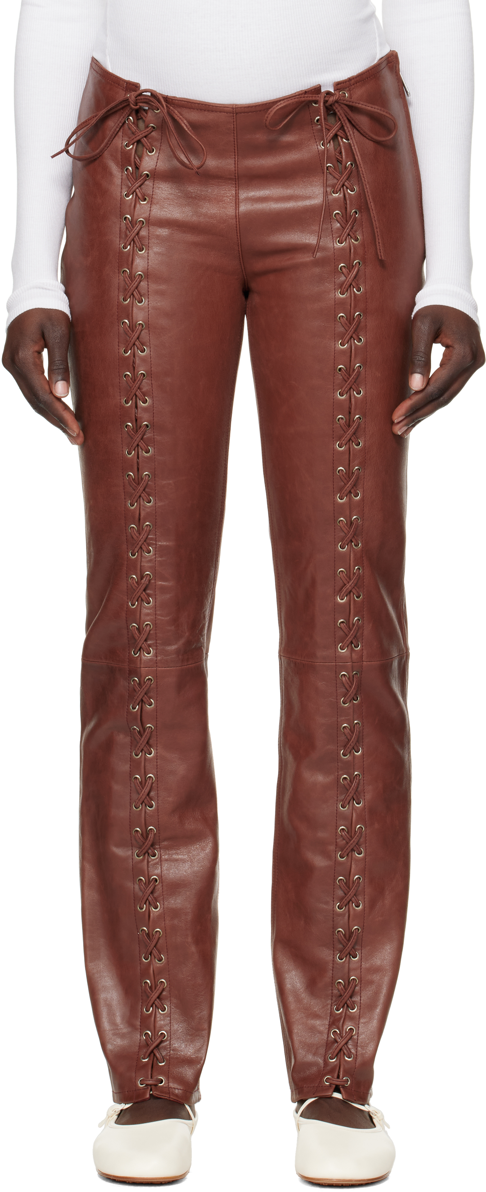 Burgundy Christina Leather Pants