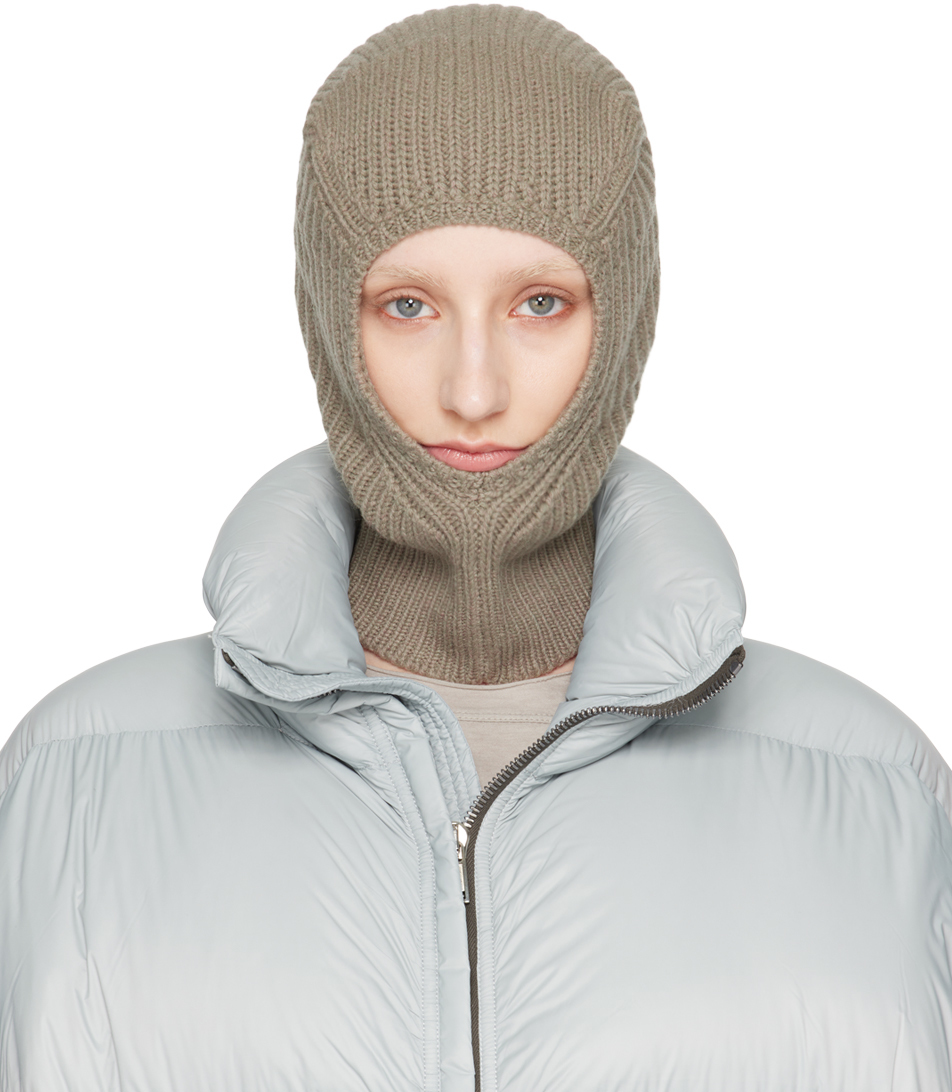 【正規店出品】RICK OWENS WOMEN SKULL BALACLAVA CASHMERE Green Skull Balaclava by Rick Owens on Sale