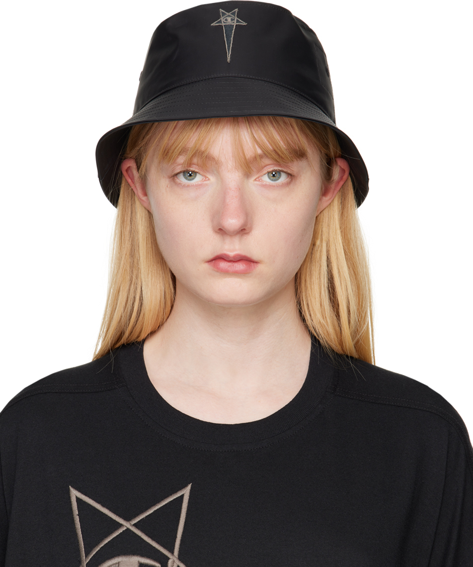 Black Champion Edition Gilligan Bucket Hat by Rick Owens on Sale Black Champion Edition Gilligan Bucket Hat by Rick Owens on Sale