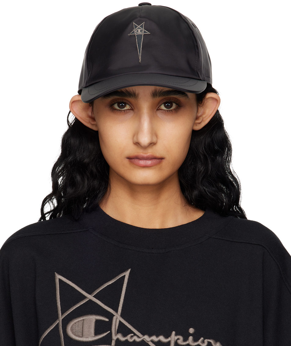 Shop Rick Owens Black Champion Edition Baseball Cap In 09 Black