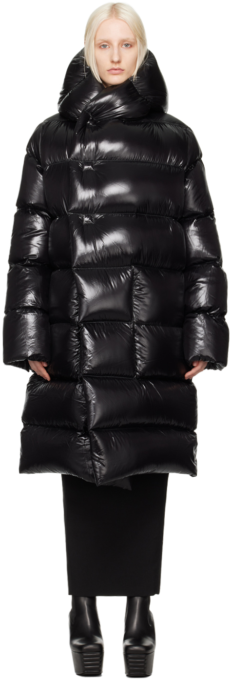 RICK OWENS BLACK PORTERVILLE HOODED LINER DOWN COAT 