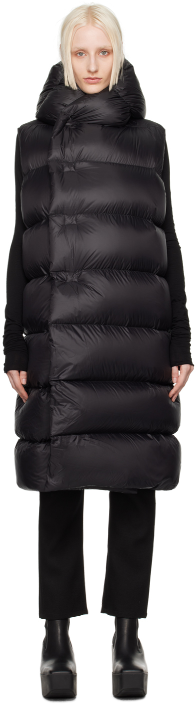 Shop Rick Owens Black Porterville Hooded Down Vest In 09 Black