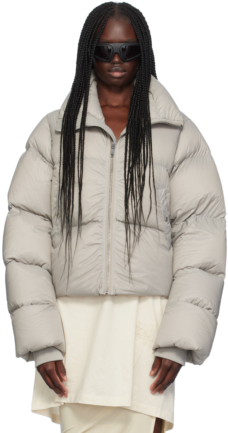 Shop Rick Owens Off-white Porterville Turtle Down Jacket In 08 Pearl