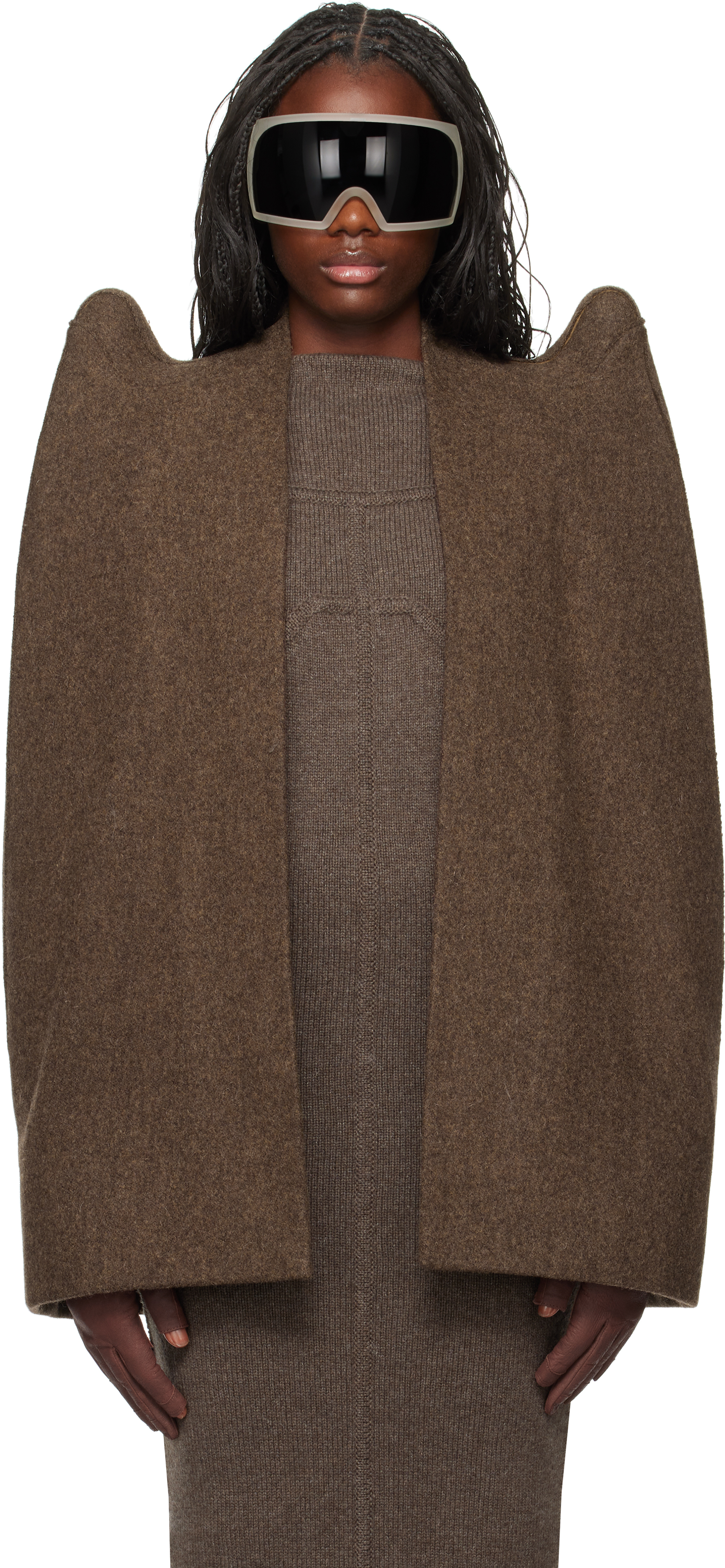 Shop Rick Owens Brown Porterville Tec Cape Jacket In 04 Brown