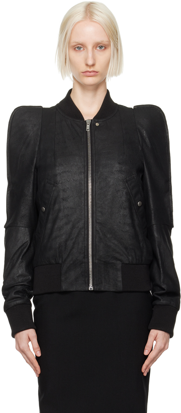 Shop Rick Owens Black Porterville Metro Flight Leather Jacket In 09 Black