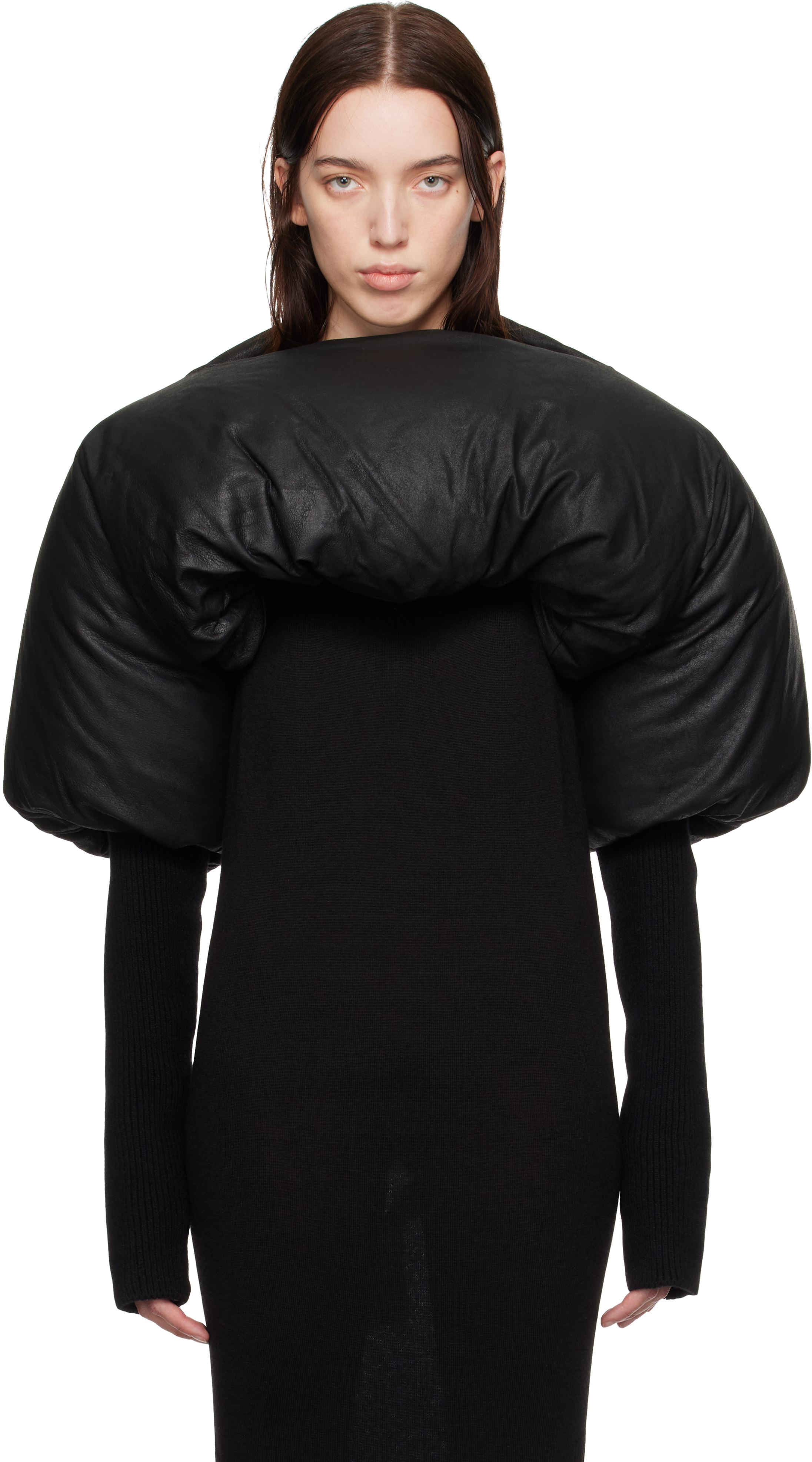 Black Porterville Duvetina Shroud Leather Down Jacket