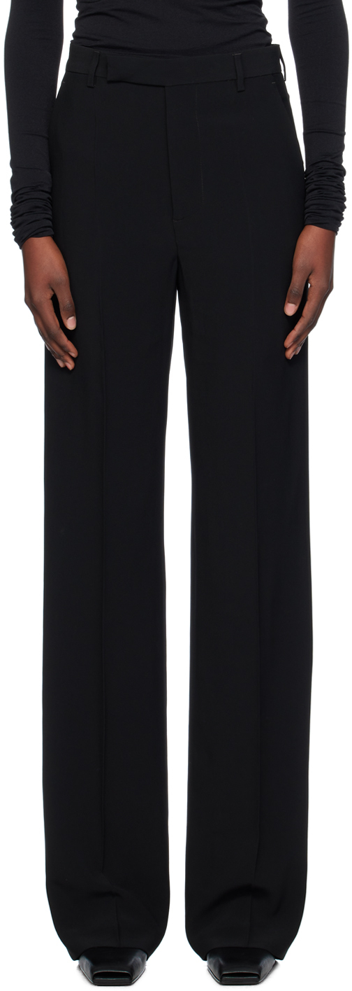 RICK OWENS BLACK PORTERVILLE HEAVY CADY DIETRICH TROUSERS 