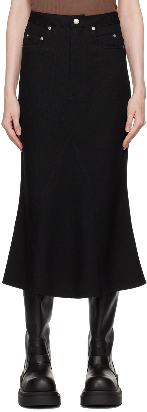 Shop Rick Owens Black Porterville Godet Midi Skirt In 09 Black