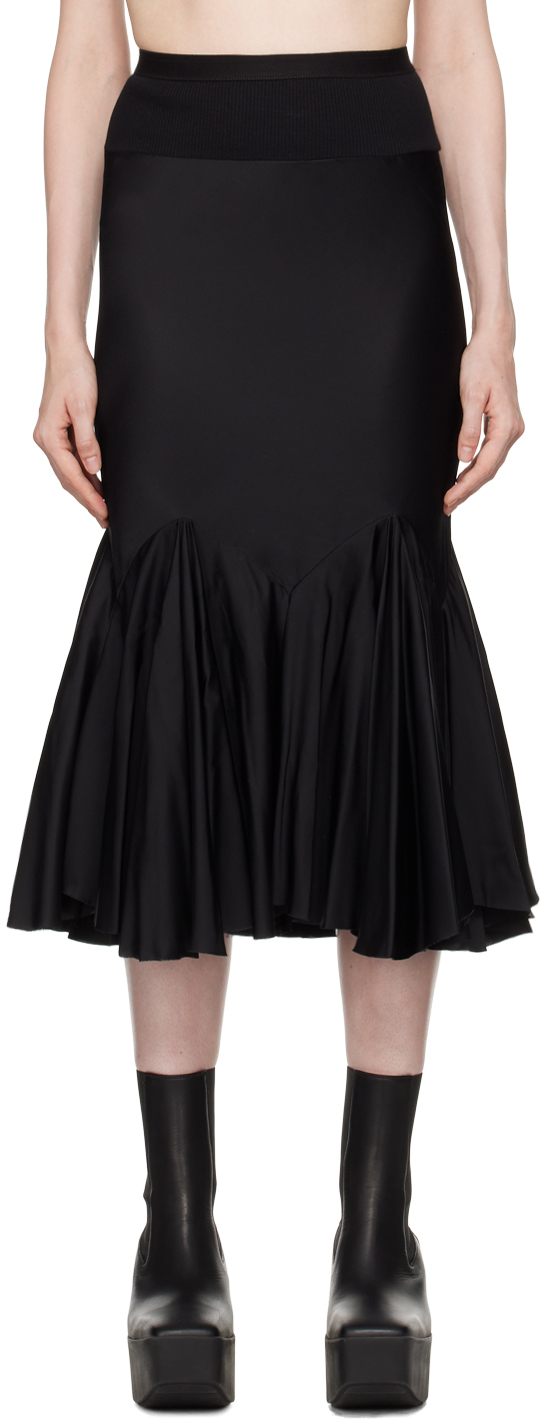 Shop Rick Owens Black Porterville Divine Midi Skirt In 09 Black