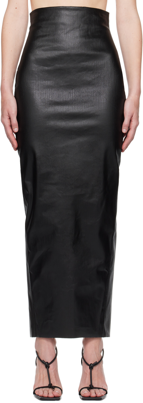 Rick Owens Black Porterville Dirt Pillar Denim Maxi Skirt In 09 Black