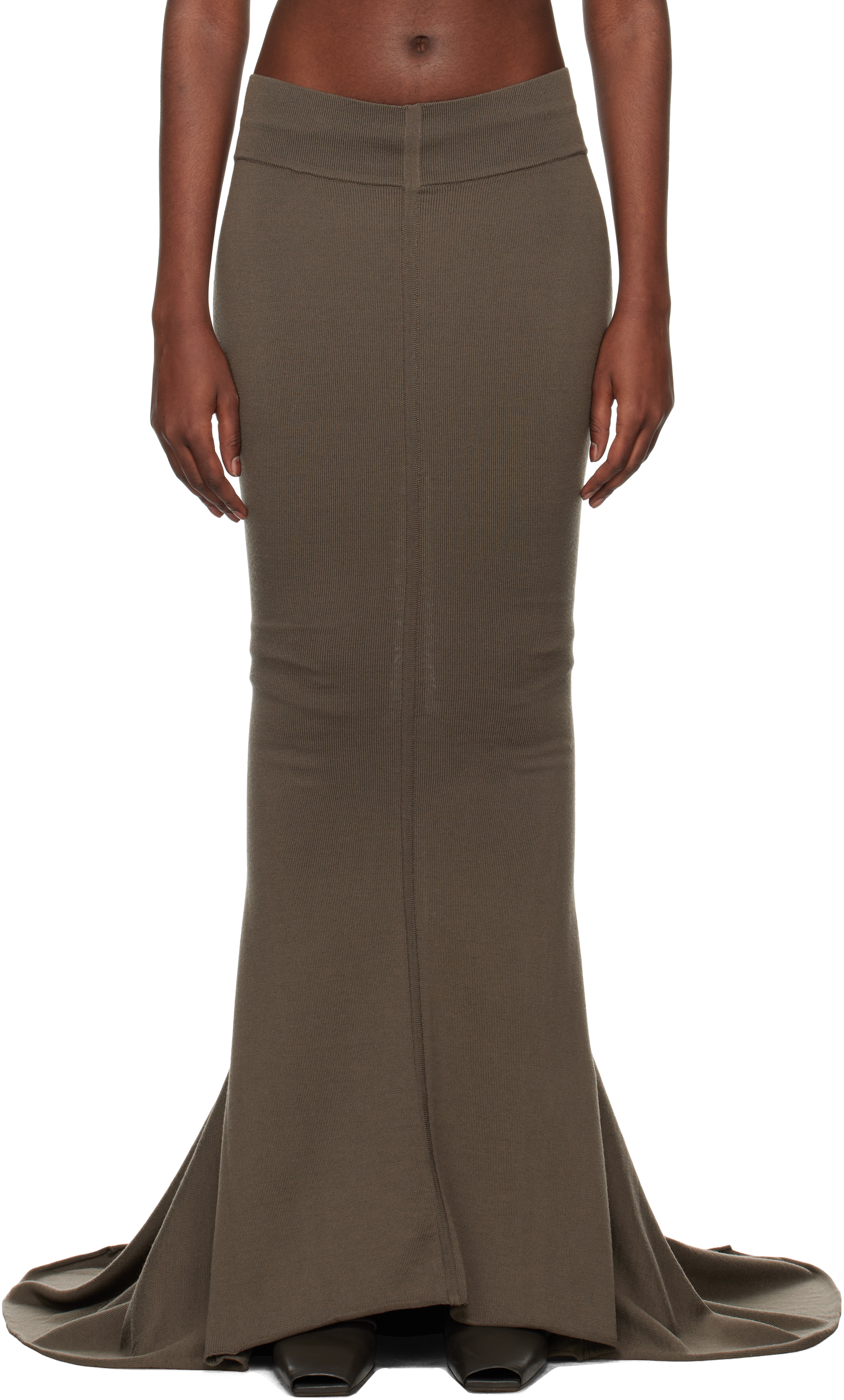 Shop Rick Owens Gray Porterville Dauphine Maxi Skirt In 34 Dust