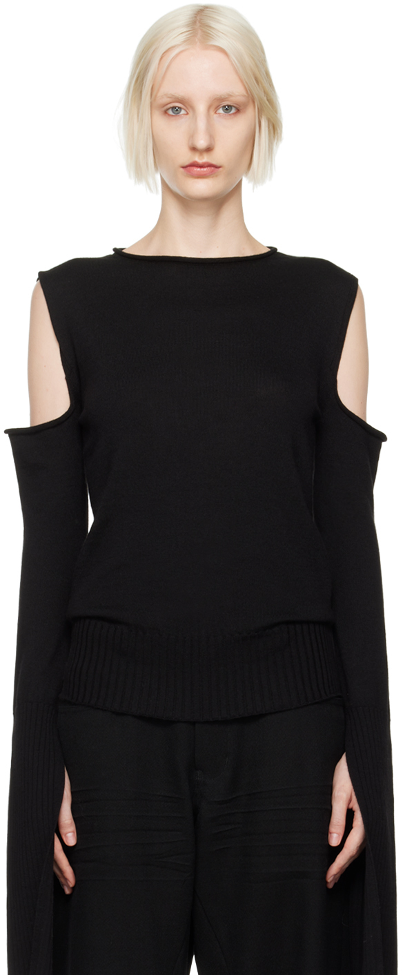 Shop Rick Owens Black Porterville Cape Sleeve Sweater In 09 Black