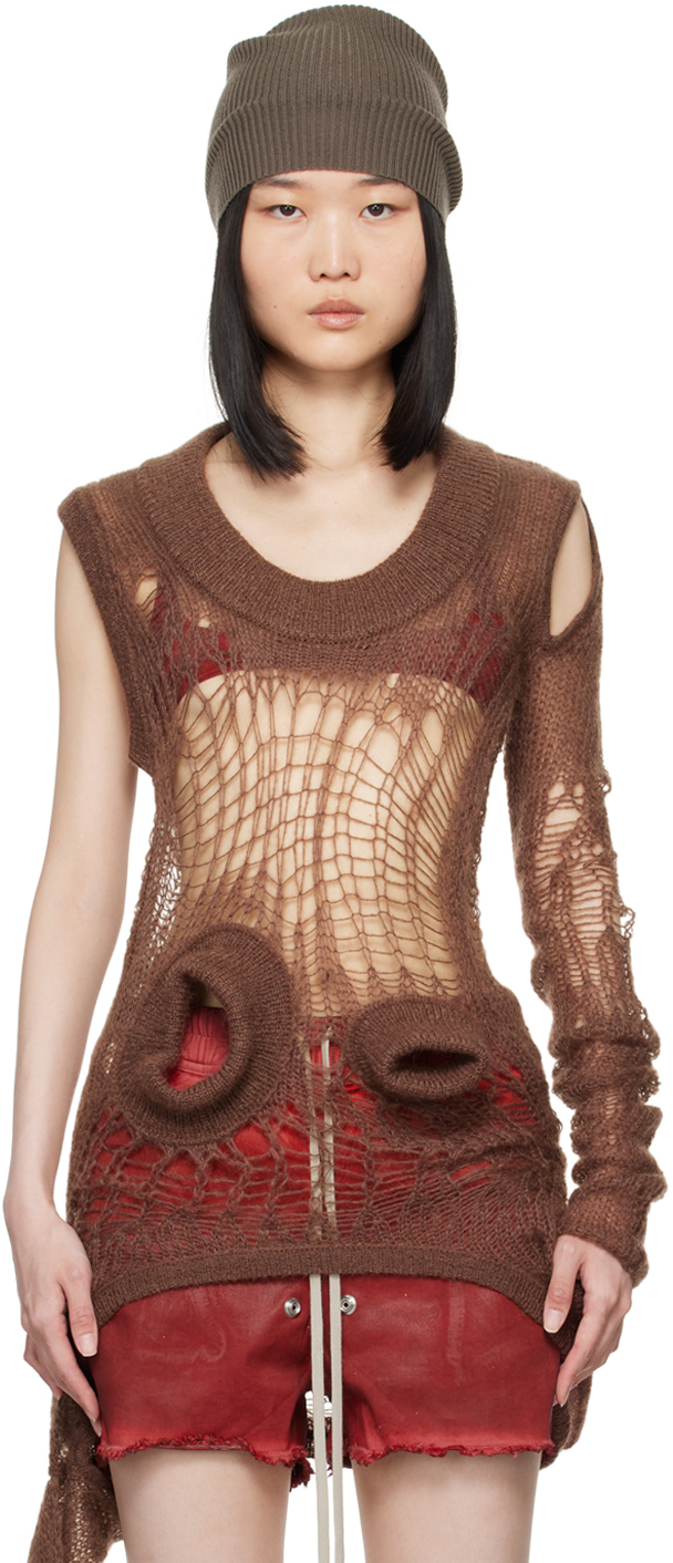 Shop Rick Owens Brown Porterville Spider Banana Sweater In 74 Saddle