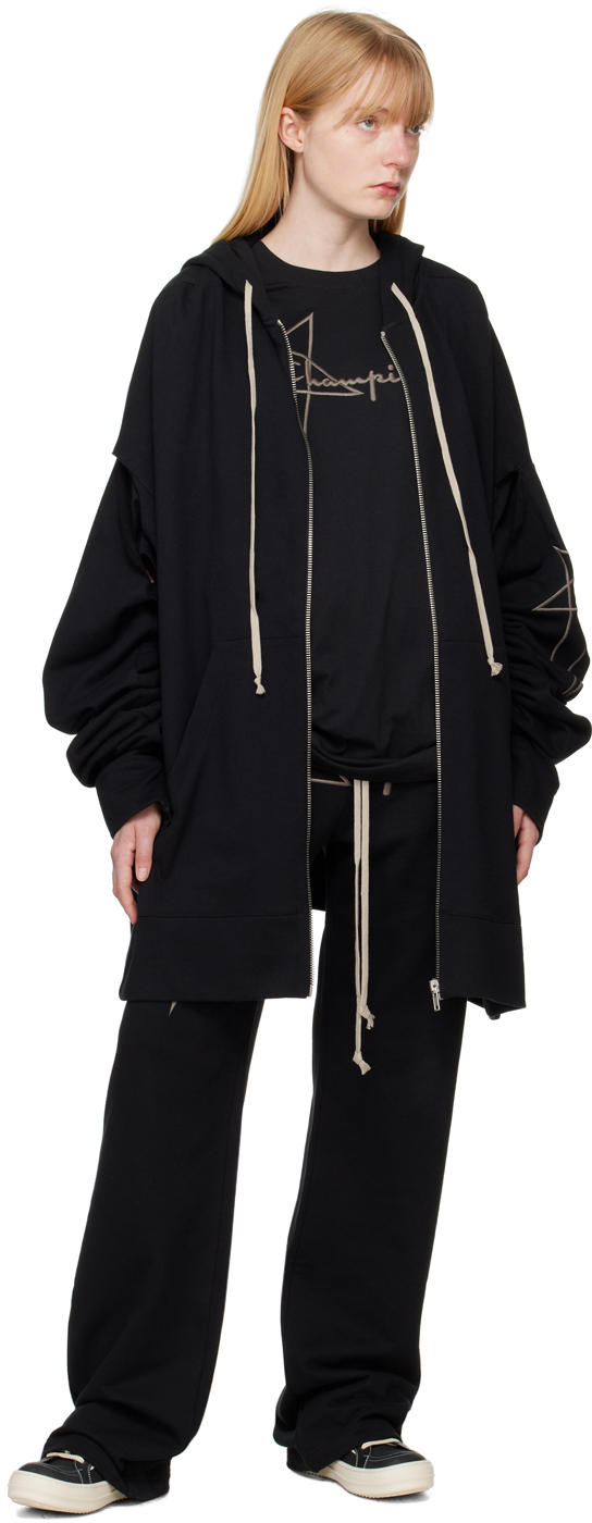 Rick Owens Black Champion Edition Flyproof Hoodie In 09 Black