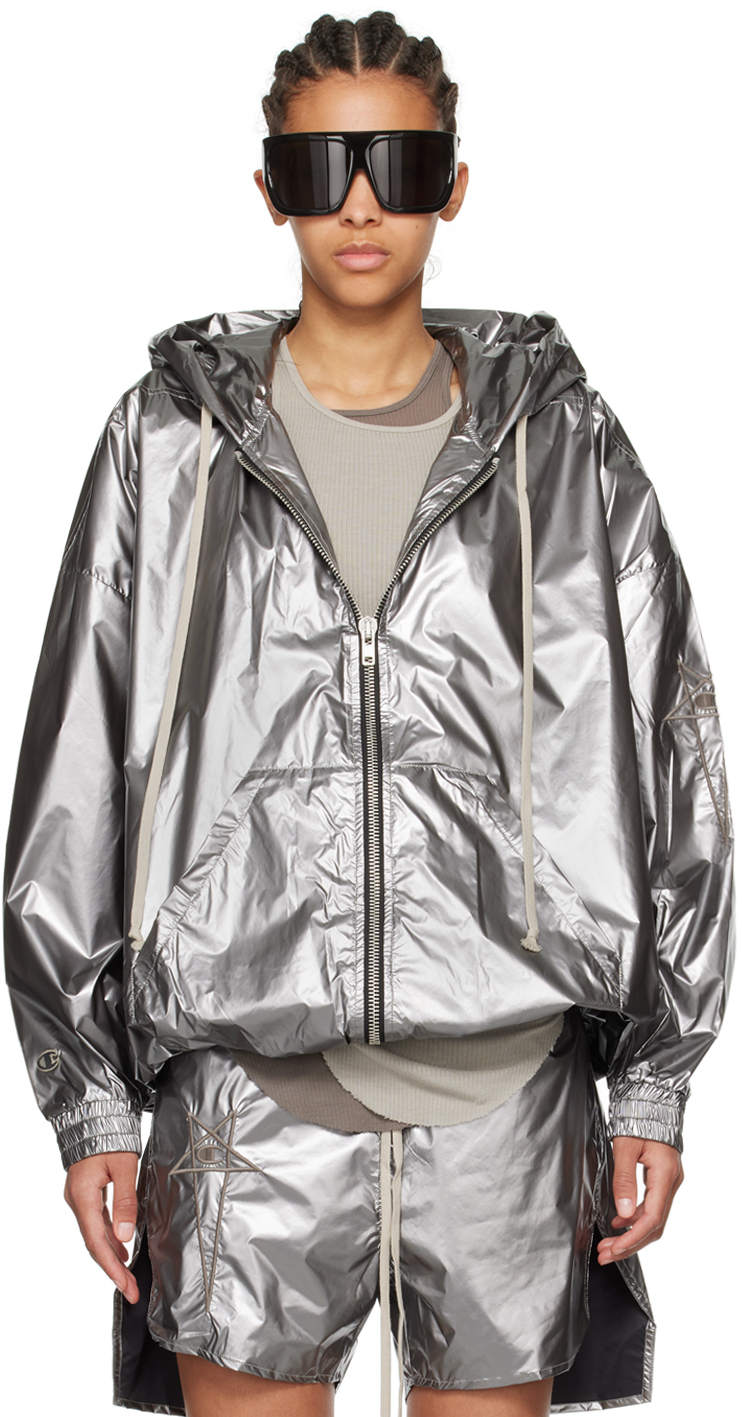 Shop Rick Owens Silver Champion Edition Jumbo Jason's Hoodie In 18 Silver